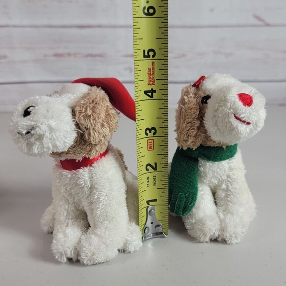 Hallmark Kiss Kiss Puppies Plush 2 Sets Santa Hat Scarf Magnetic Dogs Christmas - Picture 8 of 9